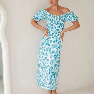 Sabo Skirt Rhi Dress Floral Blue and Green Maxi Dress